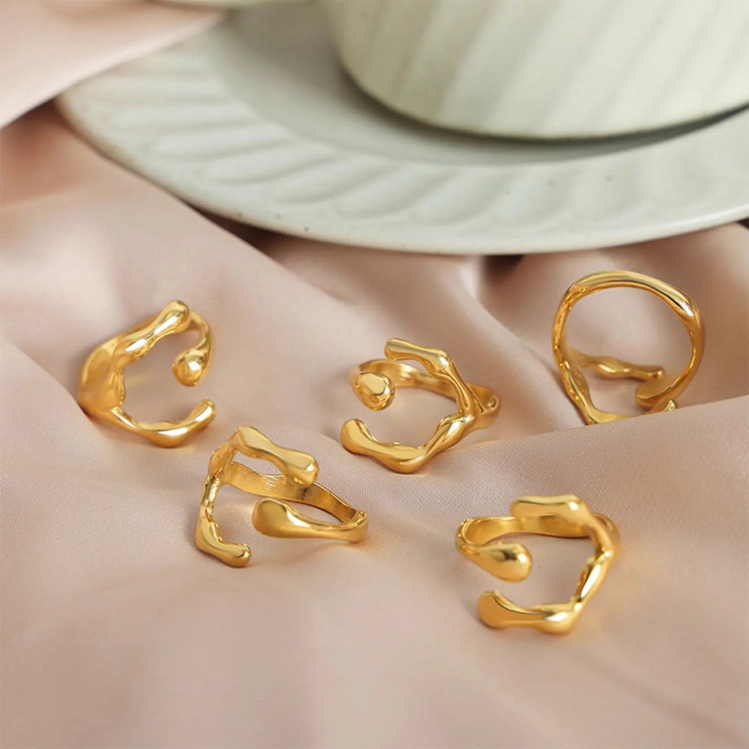 Lovcia 18K Gold-Plated Irregular Open Ring-Rings-Gold-7-Gold