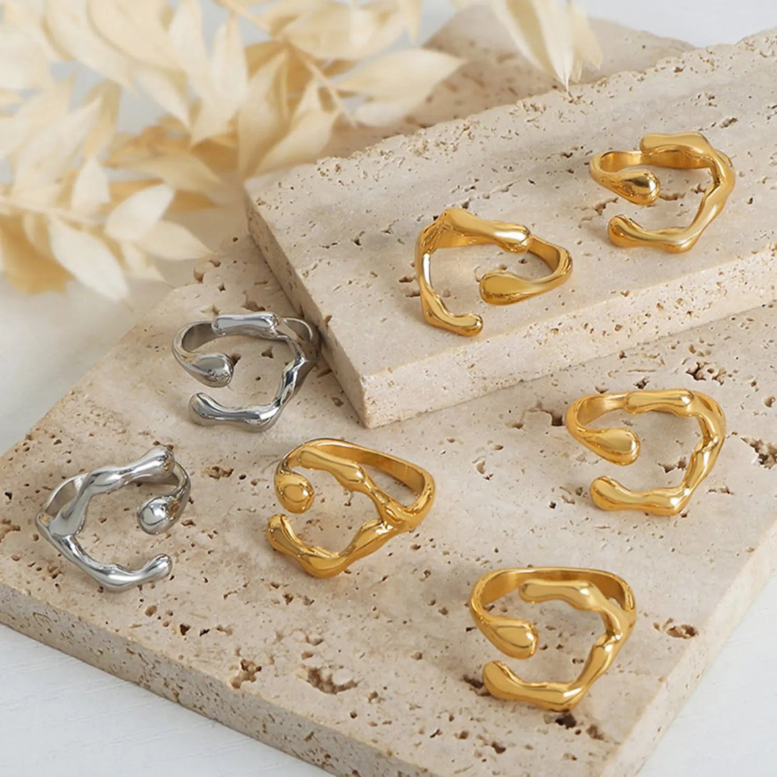 Lovcia 18K Gold-Plated Irregular Open Ring-Rings-Gold-7-Gold