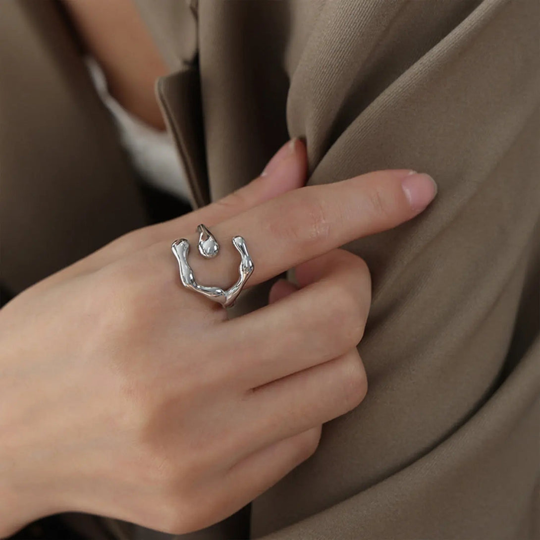 Lovcia 18K Gold-Plated Irregular Open Ring-Rings-Silver-7-Silver