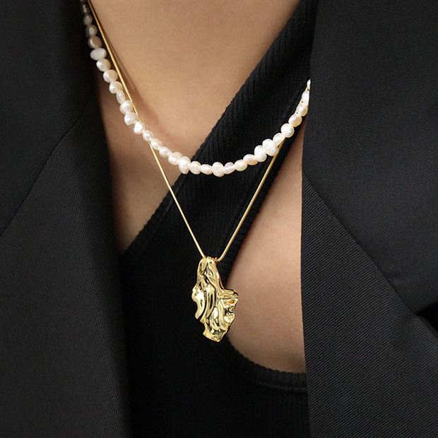 Lovcia 18K Gold Plated Leaf Necklace 455mm Adjustable Chain-Necklaces-Yellow Gold-Yellow Gold