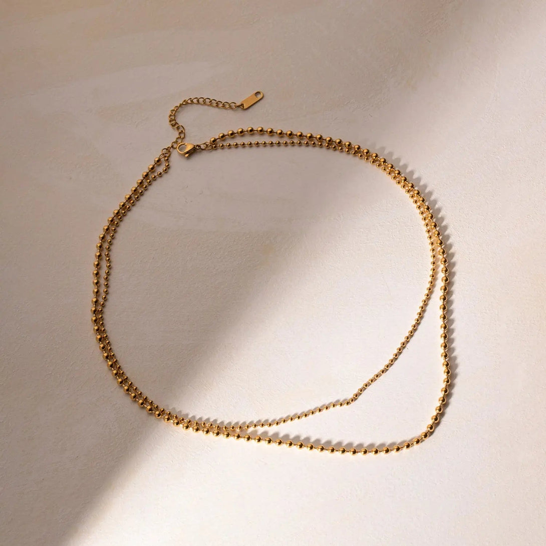 Lovcia 18K Gold-Plated Lobster Closure Bead Necklace-Necklaces-Gold-One Size-Gold