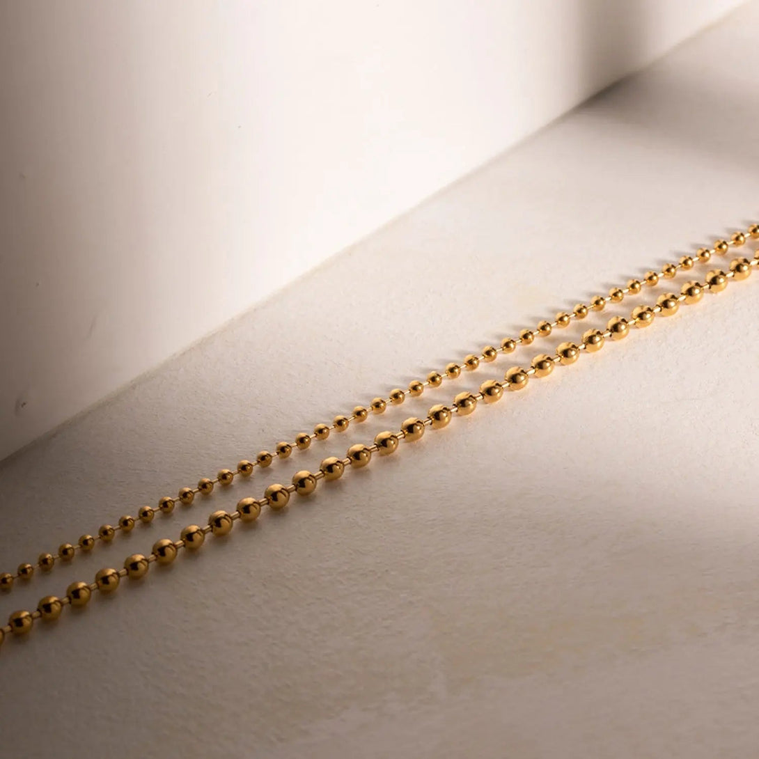 Lovcia 18K Gold-Plated Lobster Closure Bead Necklace-Necklaces-Gold-One Size-Gold