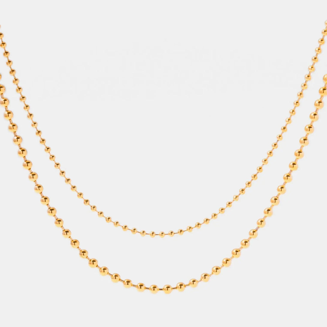 Lovcia 18K Gold-Plated Lobster Closure Bead Necklace-Necklaces-Gold-One Size-Gold