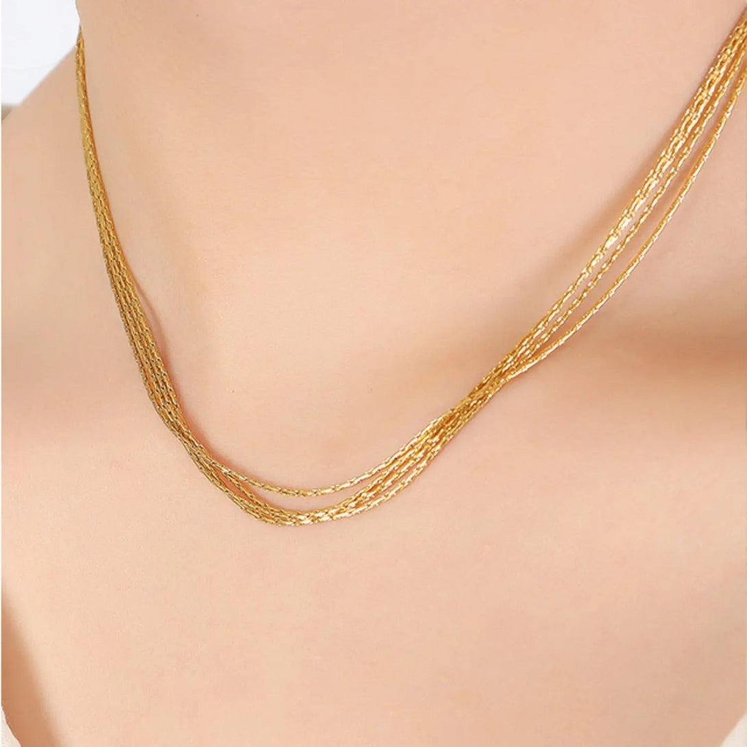 Lovcia 18K Gold-Plated Multi-Layer Clavicle Chain Necklace-Necklaces-Gold-One Size-Gold