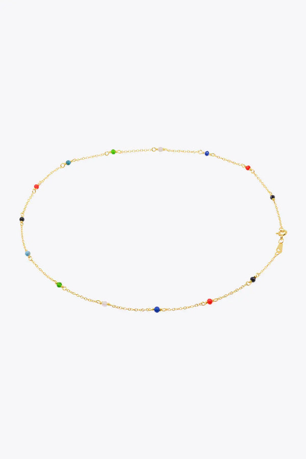 Lovcia 18K Gold-Plated Multicolored Bead Necklace-Necklaces-Multicolor-One Size-Multicolor