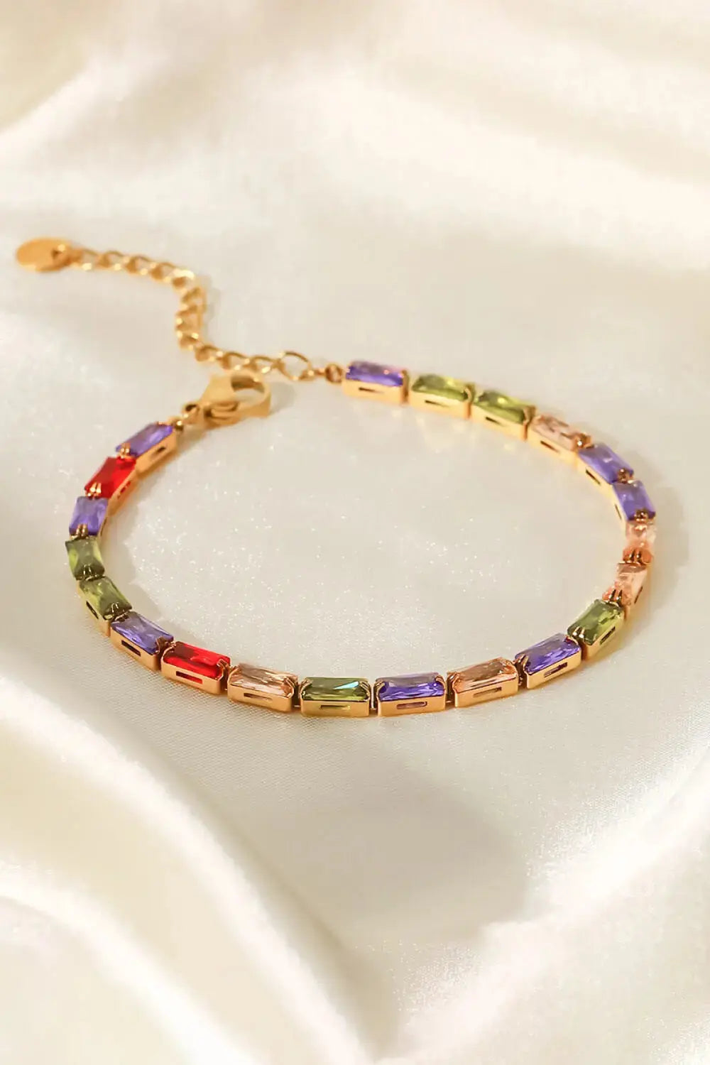 Lovcia 18K Gold Plated Multicolored Cubic Zirconia Bracelet-Bracelets-Multi-One Size-Multi