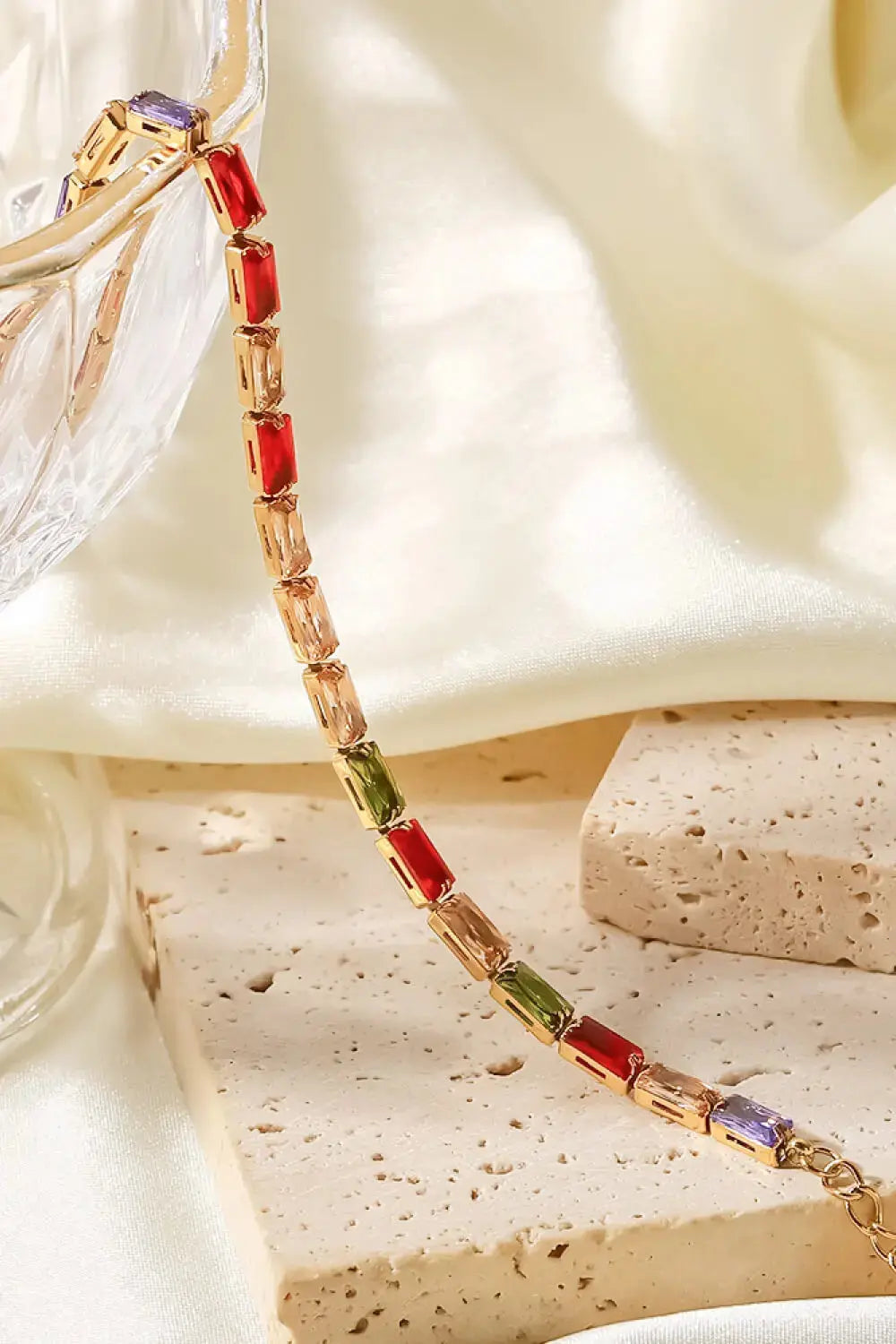Lovcia 18K Gold Plated Multicolored Cubic Zirconia Bracelet-Bracelets-Multi-One Size-Multi