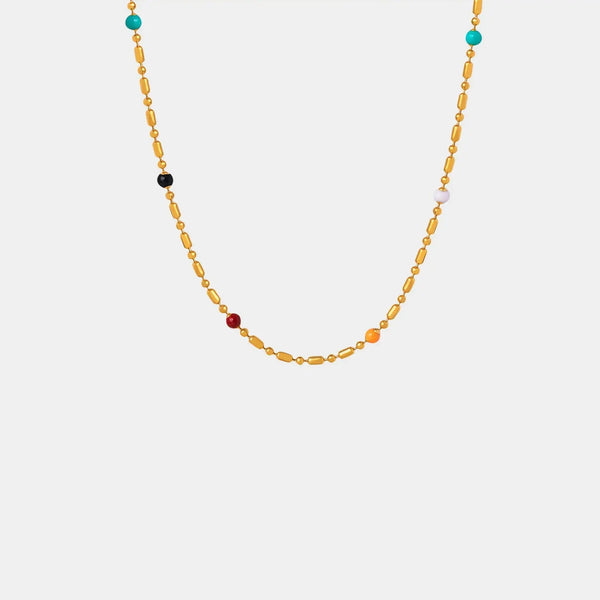 Lovcia 18K Gold-Plated Oil Drip Bead Necklace-Necklaces-Gold-One Size-Gold