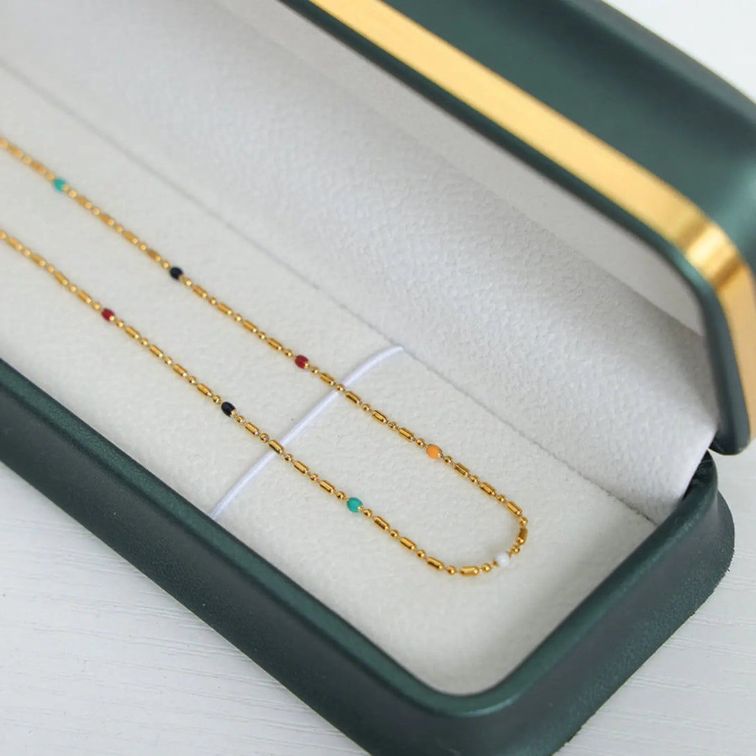 Lovcia 18K Gold-Plated Oil Drip Bead Necklace-Necklaces-Gold-One Size-Gold