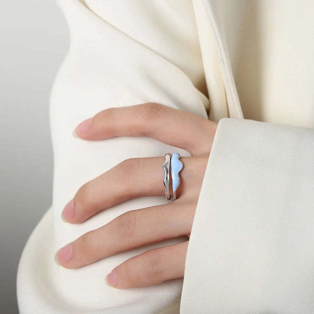 Lovcia 18K Gold-Plated Open Ring-Rings-Pastel Blue-7-Pastel Blue