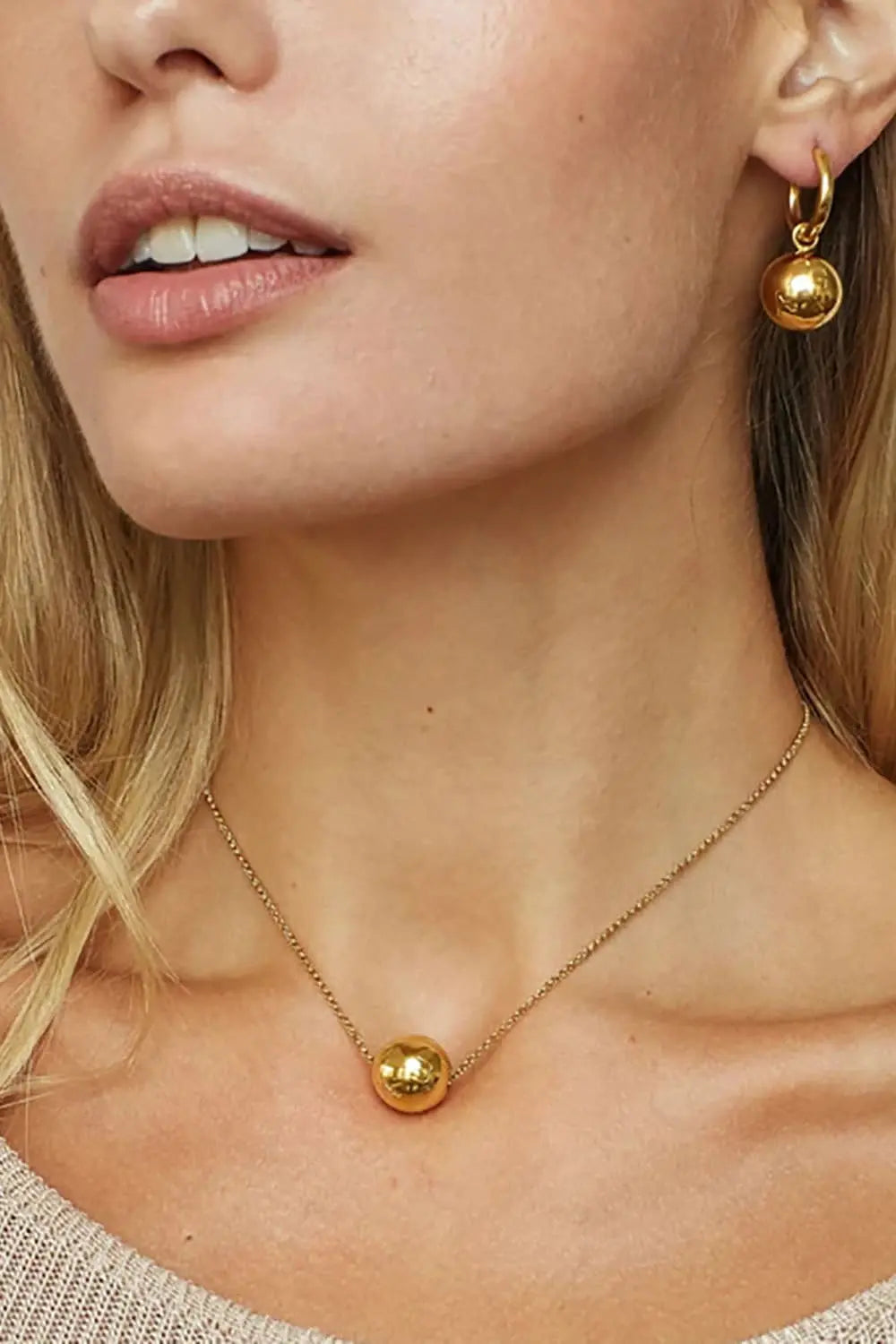 Lovcia 18K Gold-Plated Round Shape Pendant Necklace-Necklaces-Gold-One Size-Gold
