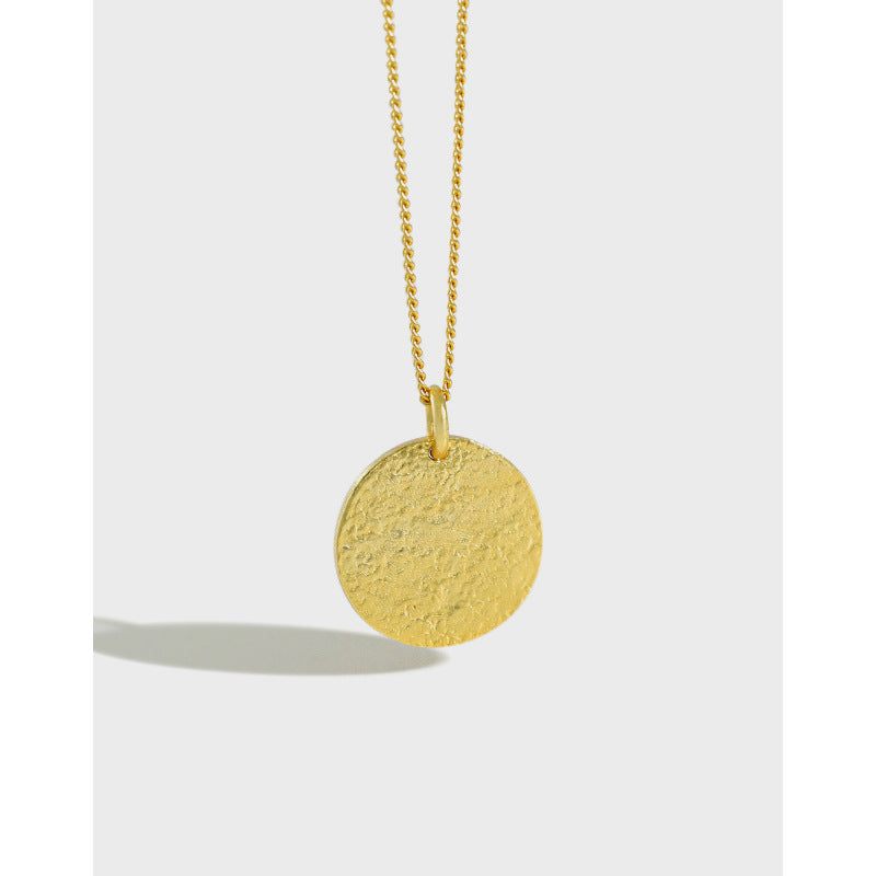 Lovcia 18K Gold Plated Round Tag Pendant Necklace 15mm-Necklaces-Yellow Gold-Yellow Gold