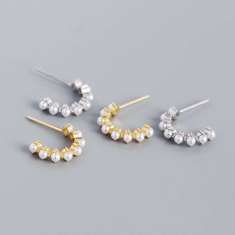 Lovcia 18K Gold Plated Shell Pearl Hoop Earrings 10mm-Earrings-Yellow Gold-Yellow Gold