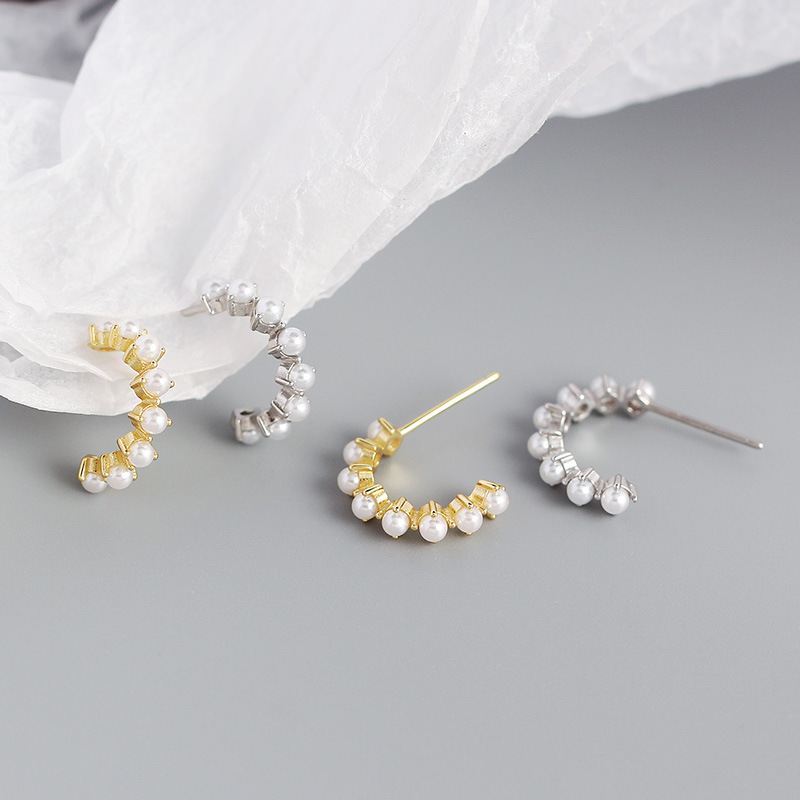 Lovcia 18K Gold Plated Shell Pearl Hoop Earrings 10mm-Earrings-Yellow Gold-Yellow Gold