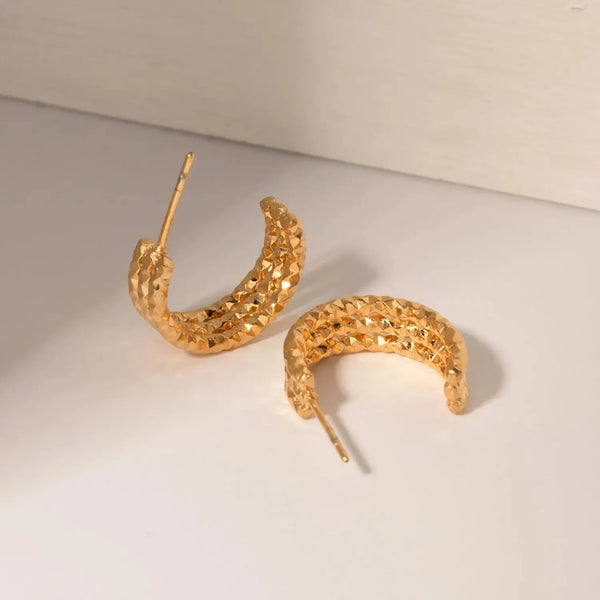 Lovcia 18K Gold-Plated Stainless Steel C-Hoop Earrings-Earrings-Gold-One Size-Gold