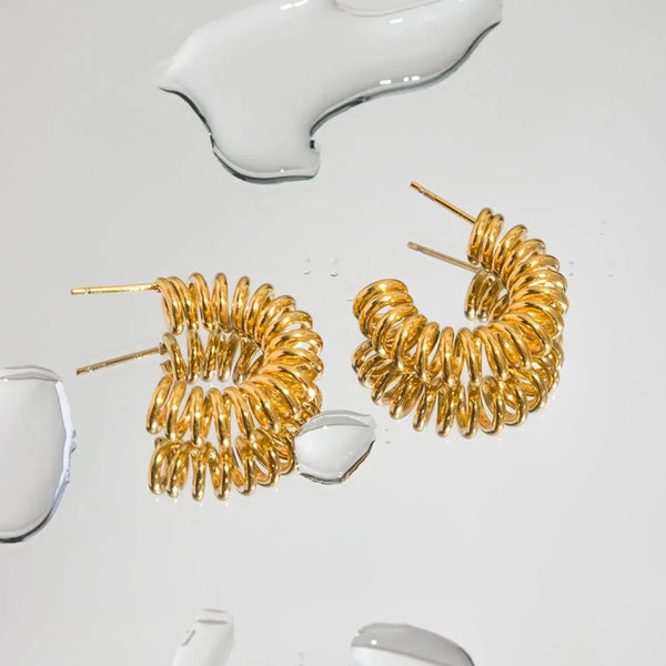 Lovcia 18K Gold-Plated Stainless Steel C-Hoop Earrings-Earrings-Gold-One Size-Gold
