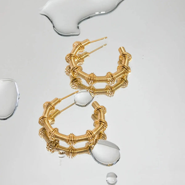 Lovcia 18K Gold-Plated Stainless Steel C-Hoop Earrings-Earrings-Gold-One Size-Gold