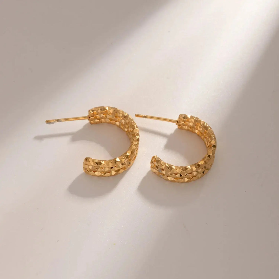 Lovcia 18K Gold-Plated Stainless Steel C-Hoop Earrings-Earrings-Gold-One Size-Gold
