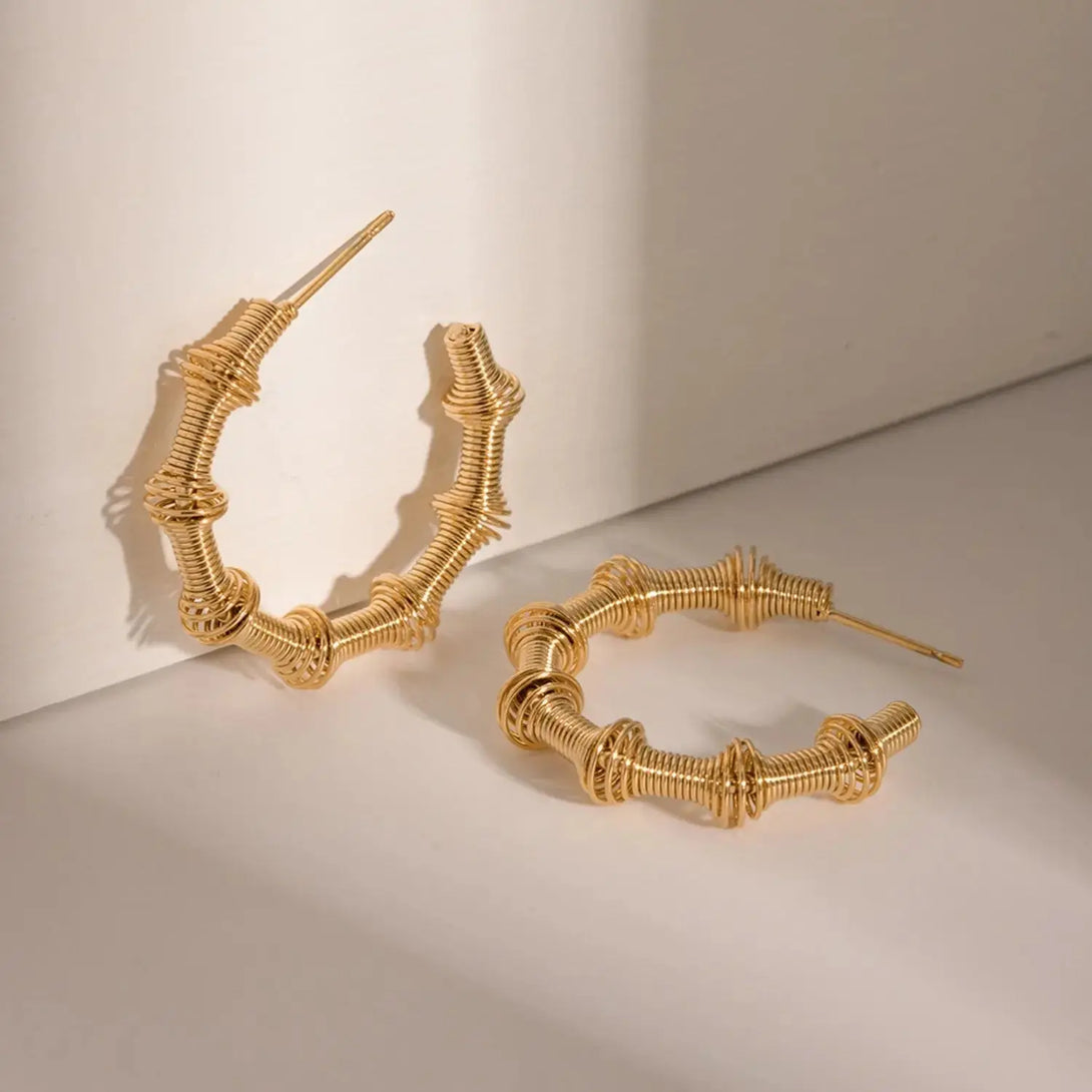 Lovcia 18K Gold-Plated Stainless Steel C-Hoop Earrings-Earrings-Gold-One Size-Gold