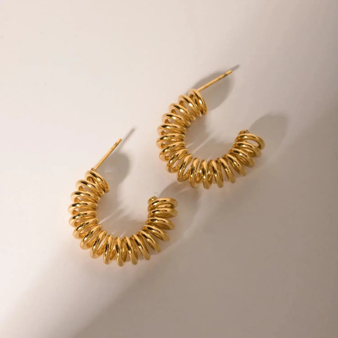 Lovcia 18K Gold-Plated Stainless Steel C-Hoop Earrings-Earrings-Gold-One Size-Gold