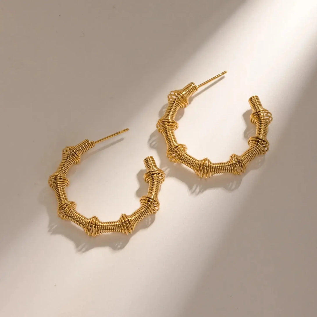 Lovcia 18K Gold-Plated Stainless Steel C-Hoop Earrings-Earrings-Gold-One Size-Gold