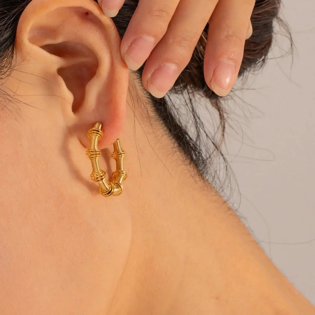 Lovcia 18K Gold-Plated Stainless Steel C-Hoop Earrings-Earrings-Gold-One Size-Gold