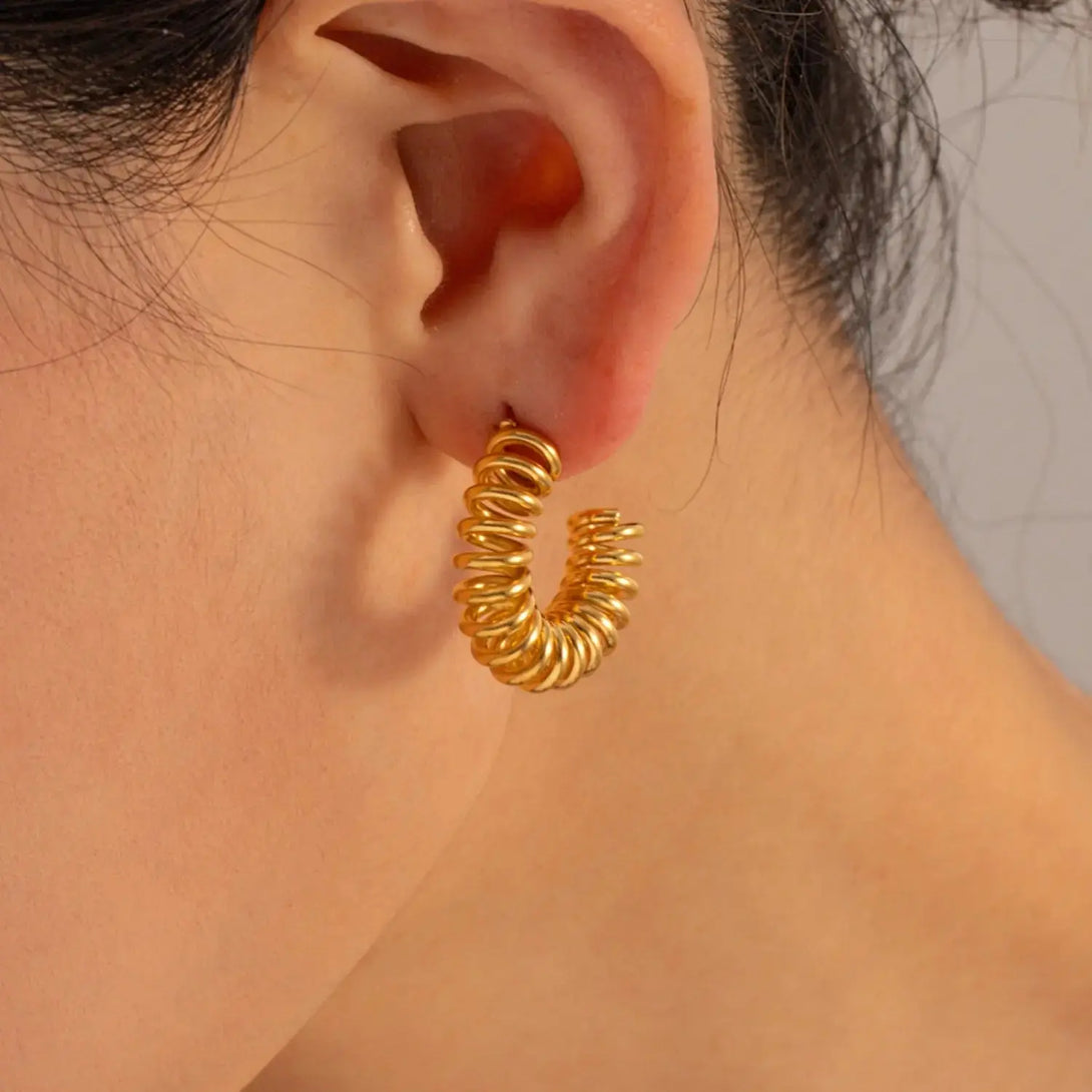 Lovcia 18K Gold-Plated Stainless Steel C-Hoop Earrings-Earrings-Gold-One Size-Gold
