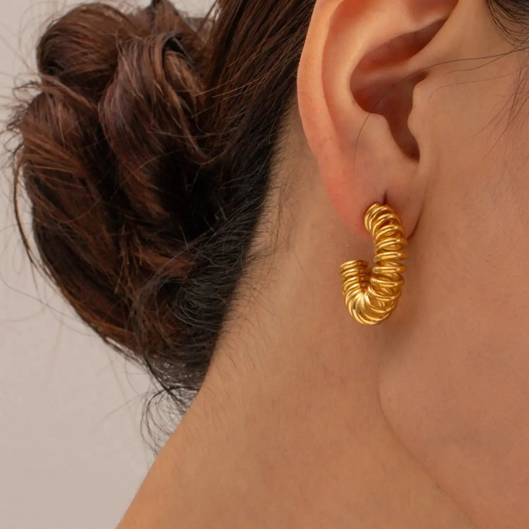 Lovcia 18K Gold-Plated Stainless Steel C-Hoop Earrings-Earrings-Gold-One Size-Gold