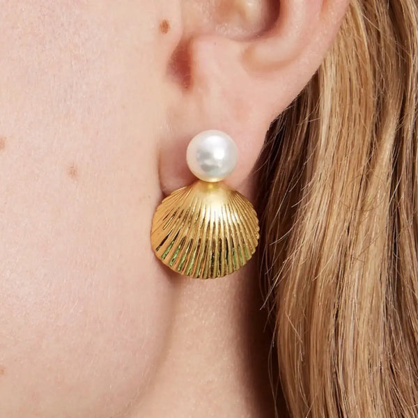 Lovcia 18K Gold-Plated Stainless Steel Shell Shape Earrings-Earrings-Gold-One Size-Gold