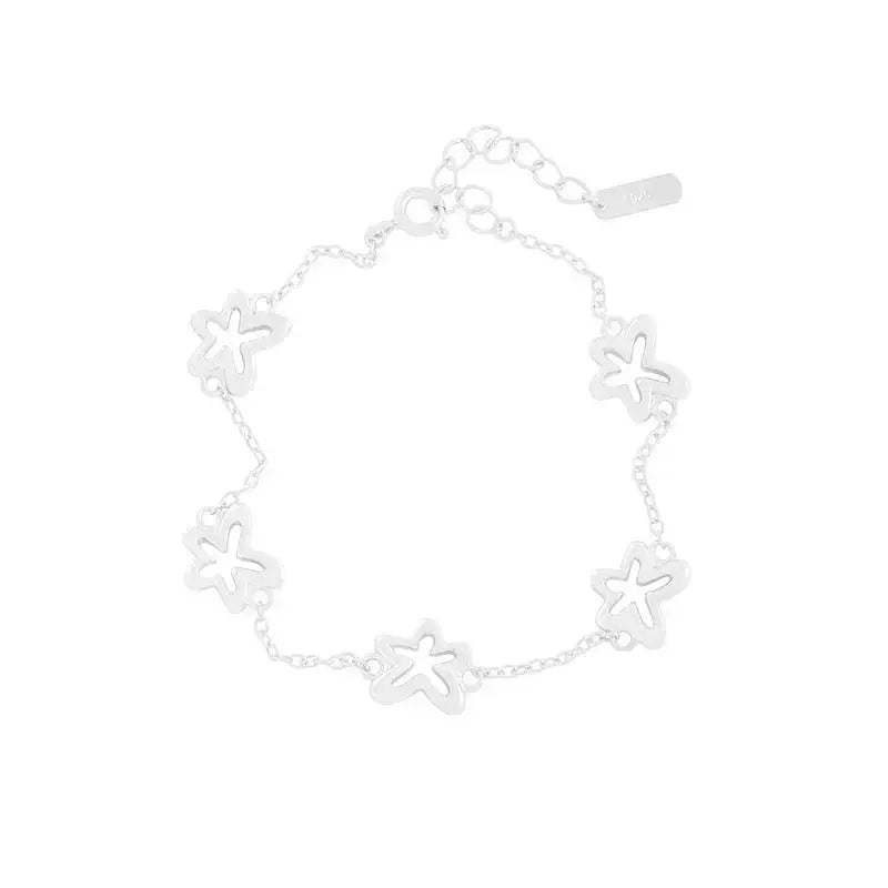 Lovcia 18K Gold Plated Sterling Silver Little Flower Charm Bracelet for Women-Bracelets-Gold-Gold