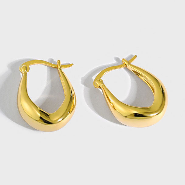 Lovcia 18K Gold Plated Sterling U Shape Hoop Earrings-Earrings-Yellow Gold-Yellow Gold