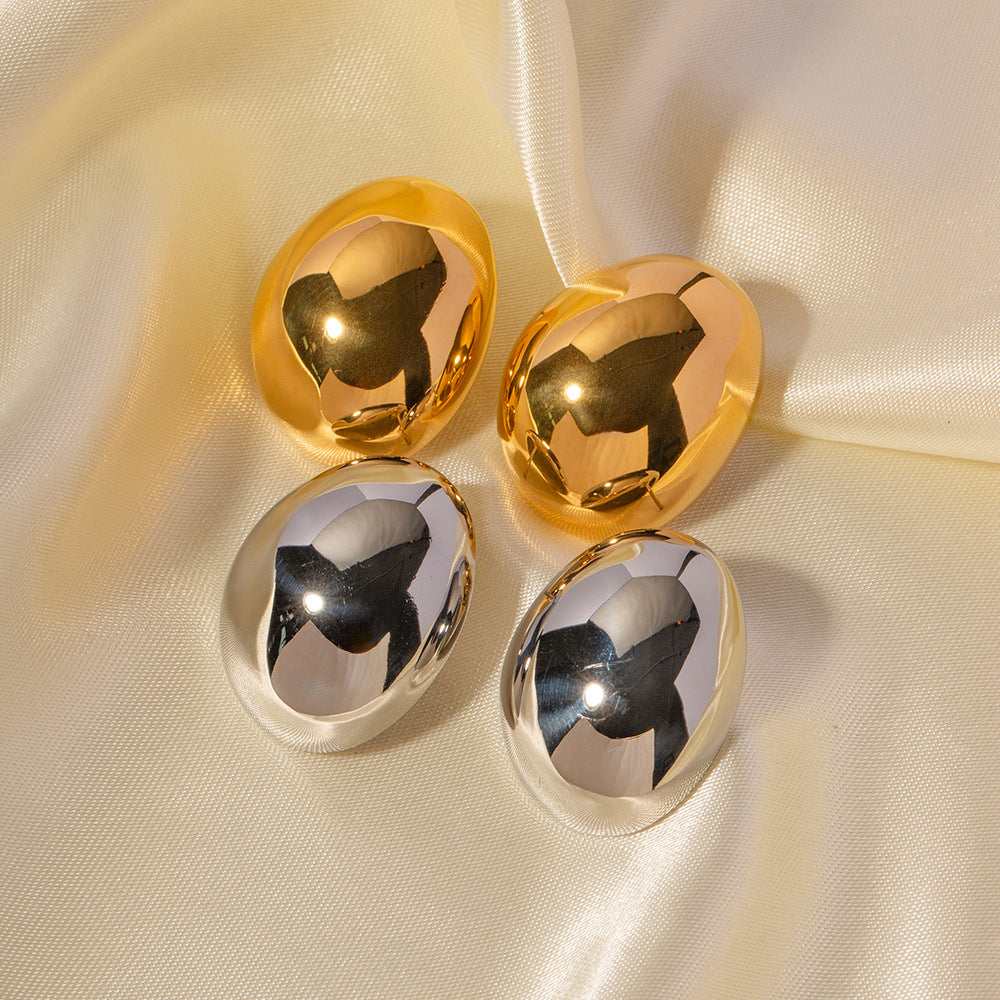 Lovcia 18K Gold Plated Titanium Steel Geometric Oval Stud Earrings for Women-Earrings-JDE2307055-JDE2307055