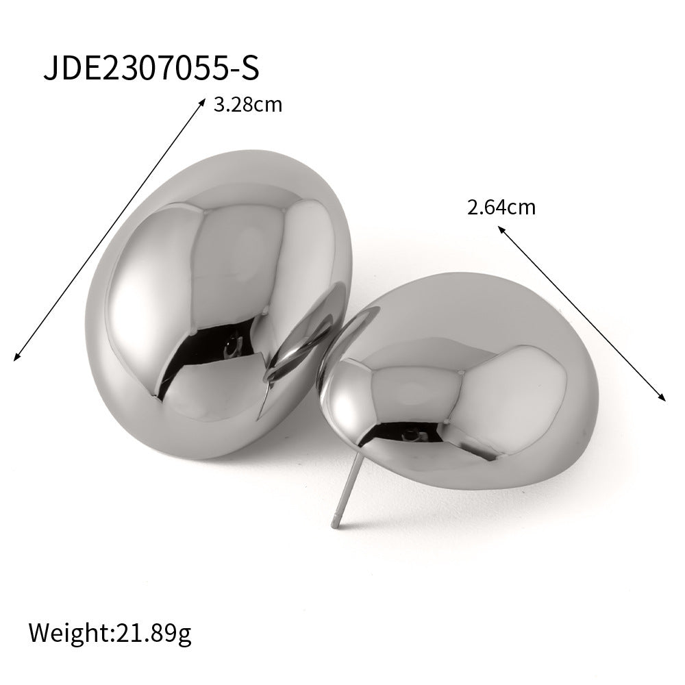 Lovcia 18K Gold Plated Titanium Steel Geometric Oval Stud Earrings for Women-Earrings-JDE2307055S-JDE2307055S