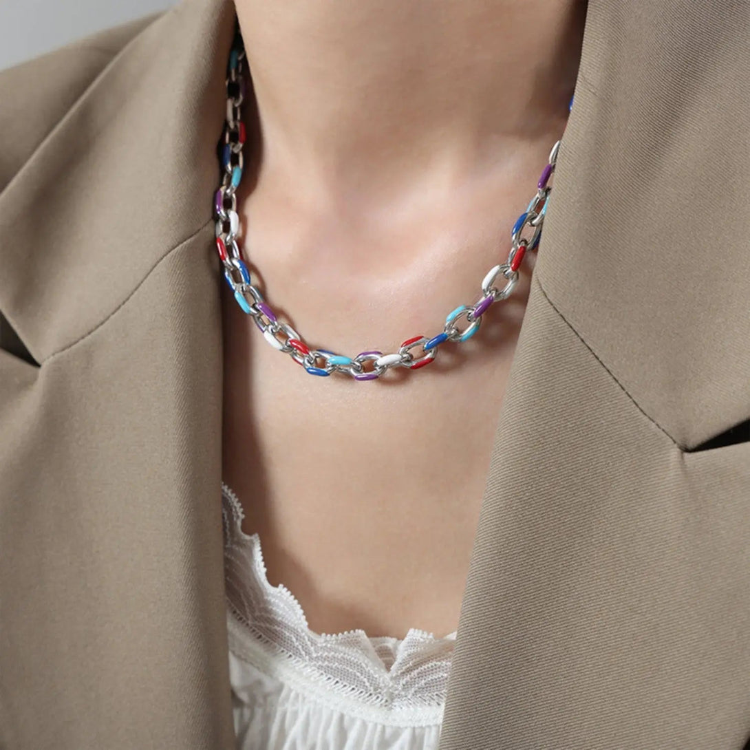 Lovcia 18K Gold-Plated Titanium Steel Necklace-Necklaces-Silver-One Size-Silver