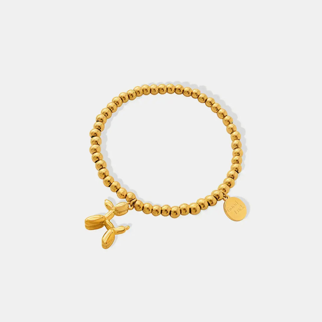 Lovcia 18K Gold-Plated Titanium Steel Puppy Shape Charm Bracelet-Bracelets-Gold-One Size-Gold