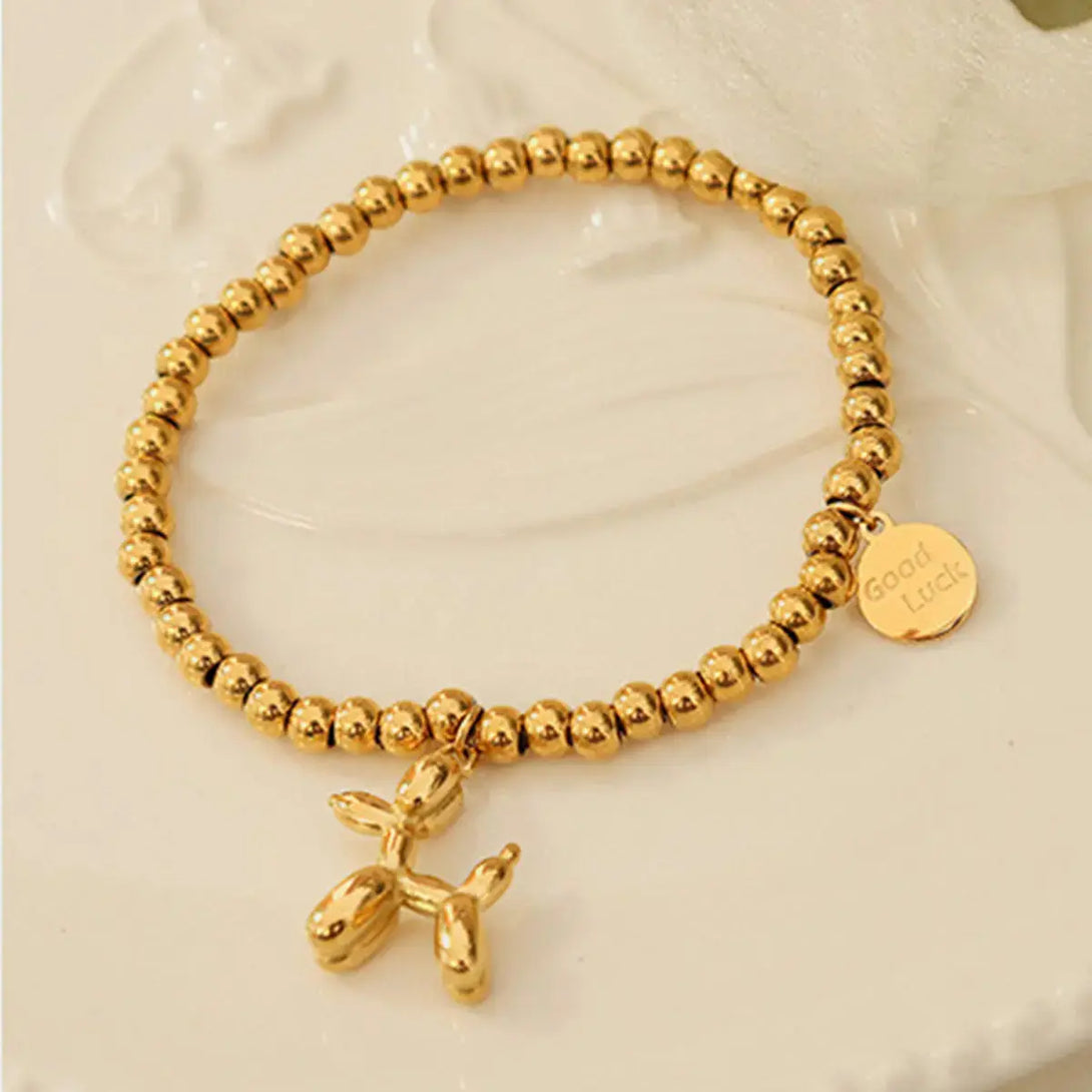 Lovcia 18K Gold-Plated Titanium Steel Puppy Shape Charm Bracelet-Bracelets-Gold-One Size-Gold