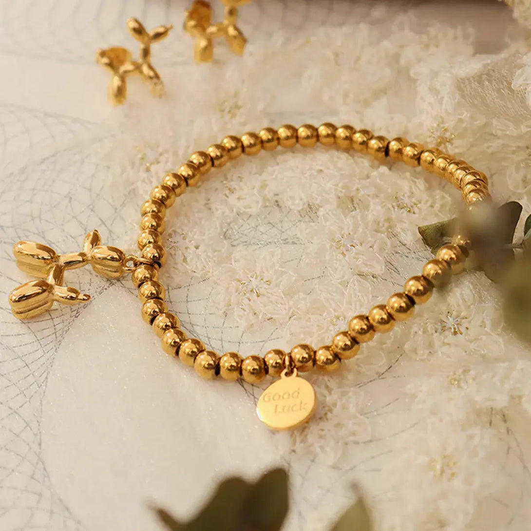 Lovcia 18K Gold-Plated Titanium Steel Puppy Shape Charm Bracelet-Bracelets-Gold-One Size-Gold