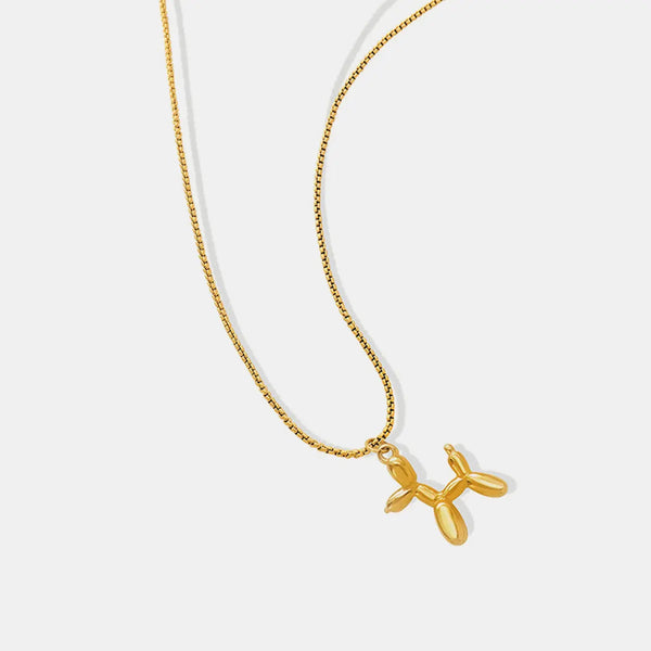 Lovcia 18K Gold-Plated Titanium Steel Puppy Shape Pendant Necklace-Necklaces-Gold-One Size-Gold