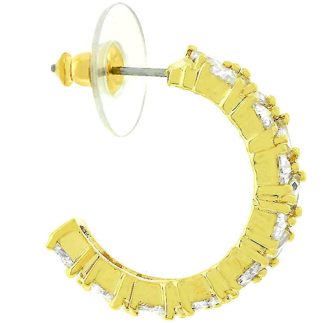 Lovcia 18K Gold-Plated Trillion Cut Cubic Zirconia Hoop Earrings-Earrings-