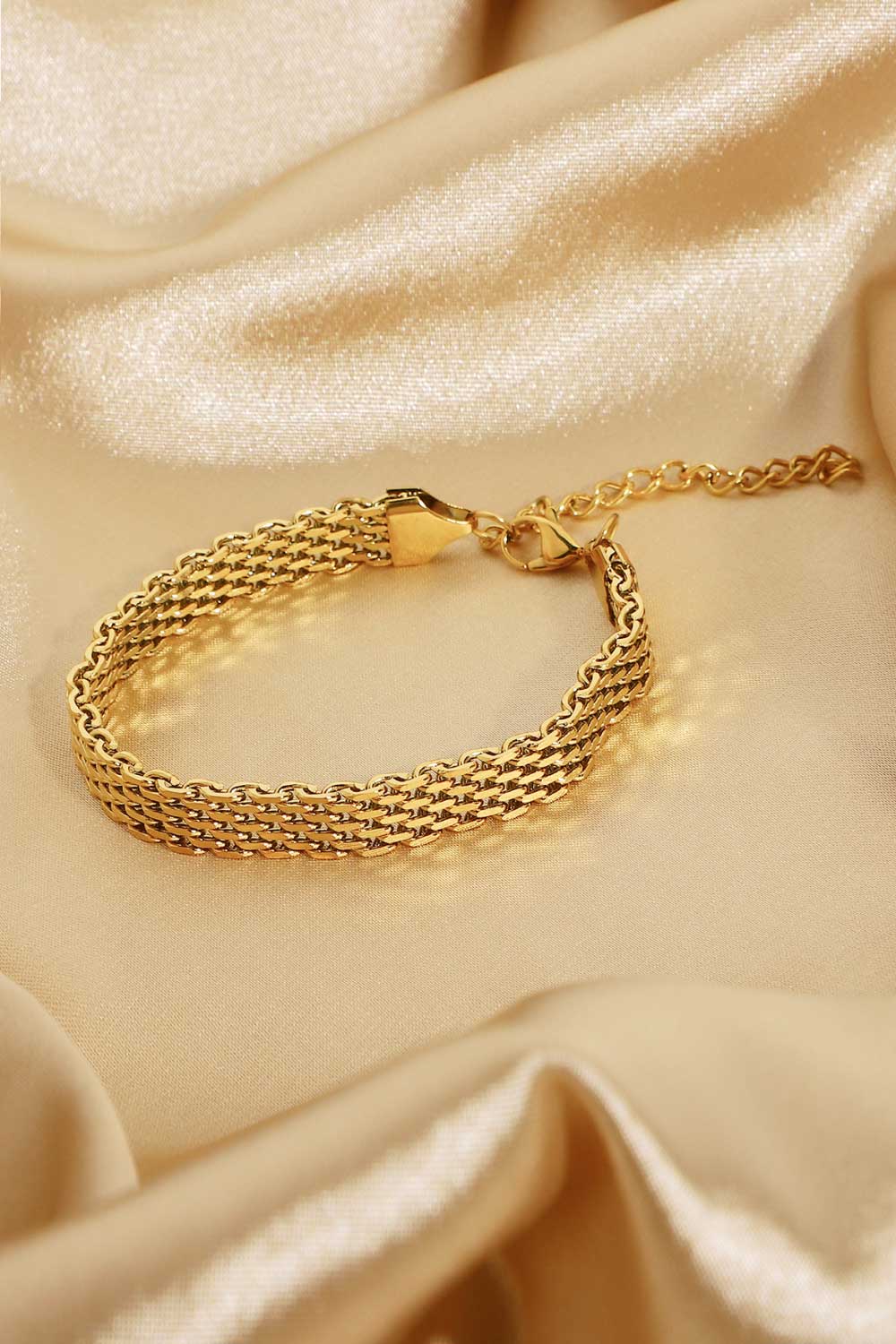 Lovcia 18K Gold-Plated Wide Chain Bracelet-Bracelets-Gold-One Size-Gold