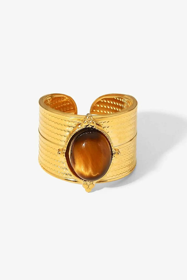 Lovcia 18K Gold-Plated Wide Open Ring-Rings-Brown-One Size-Brown