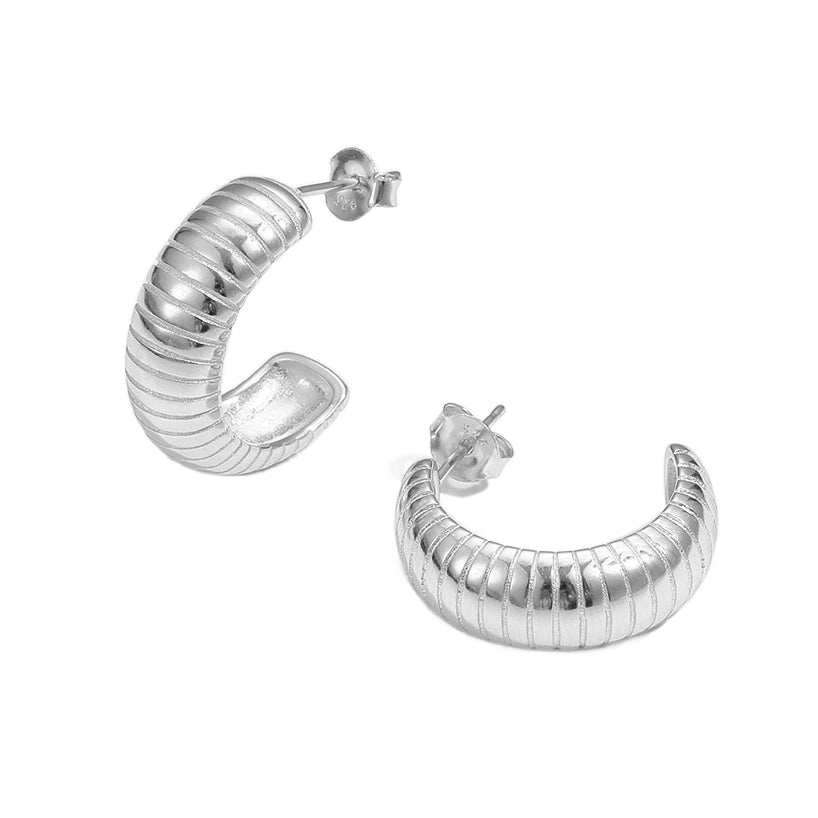 Lovcia 18K Gold Rhodium Plated Sterling Hoop Earrings-Earrings-Silver-Silver