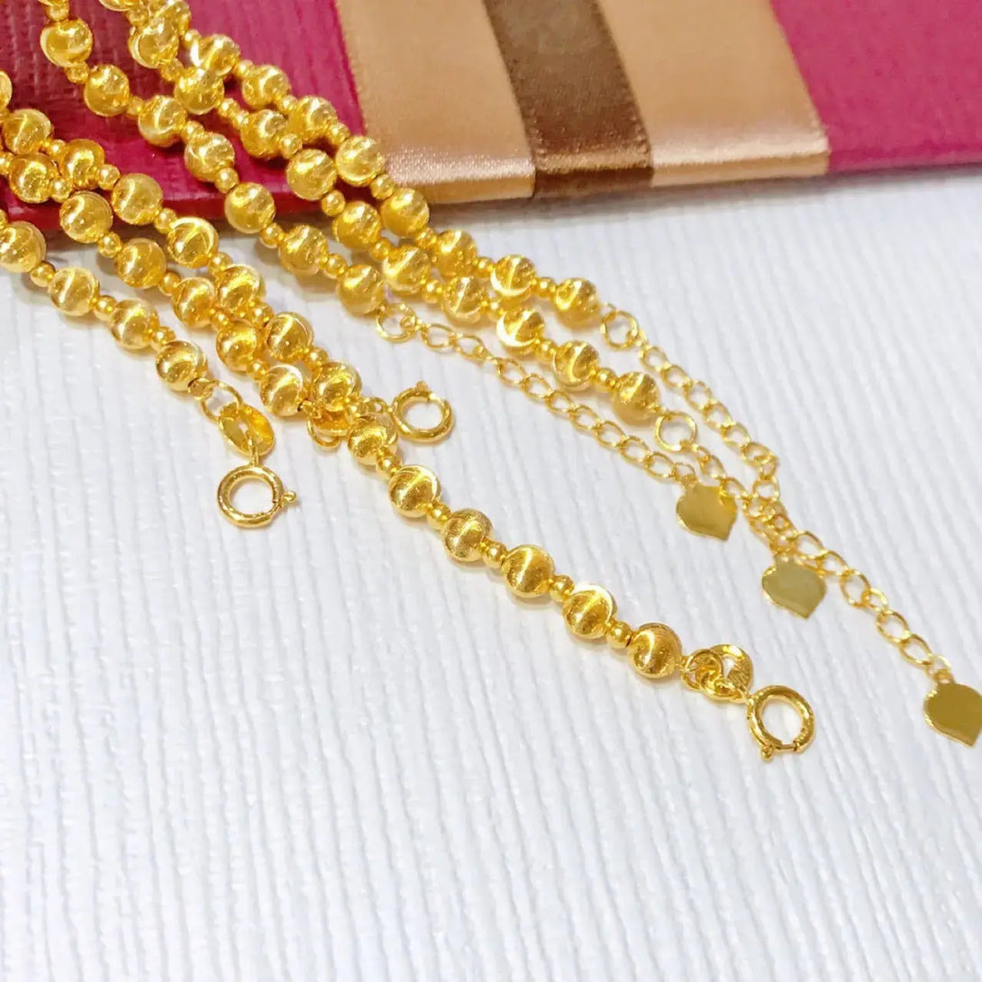 Lovcia 18K Golden Beads Adjustable Chain Bracelet for Women-Bracelets-Gold-Gold
