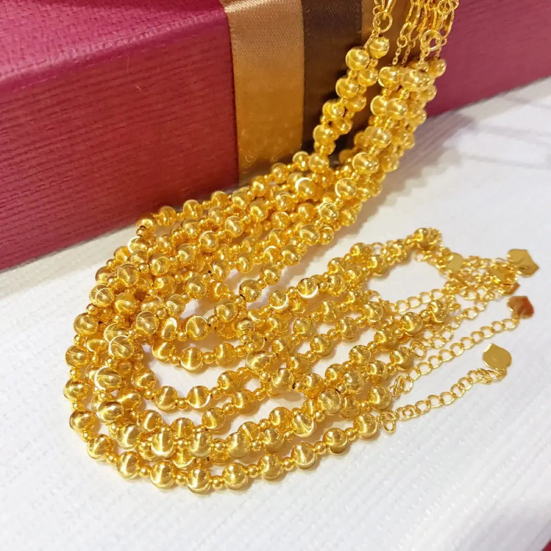 Lovcia 18K Golden Beads Adjustable Chain Bracelet for Women-Bracelets-Gold-Gold