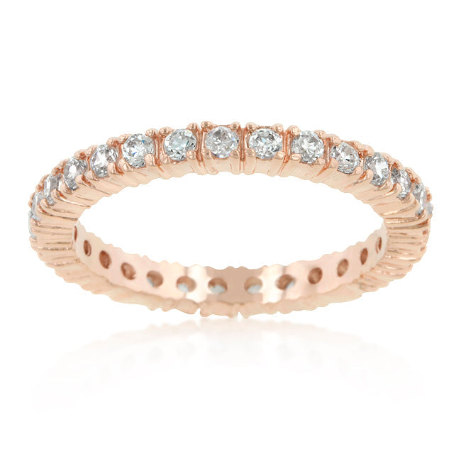 Lovcia 18k Rose Gold Plated Cubic Zirconia Eternity Ring-Rings-5-5