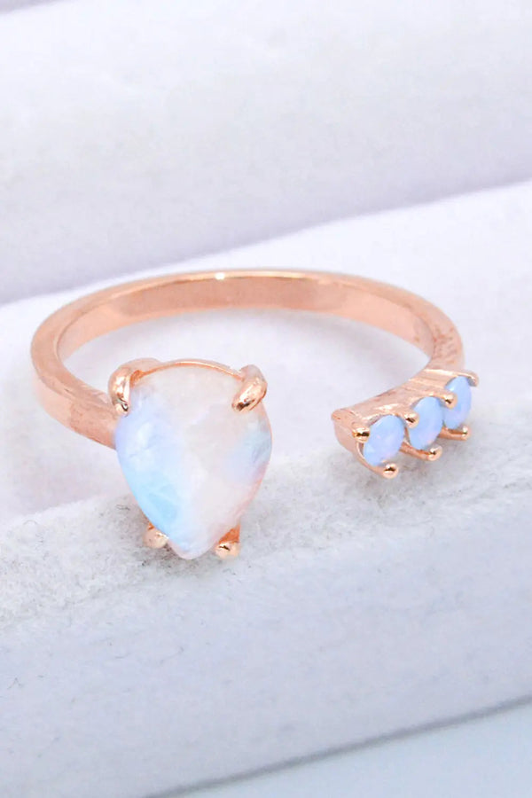 Lovcia 18K Rose Gold-Plated Moonstone Open Ring-Rings-Rose Gold-One Size-Rose Gold