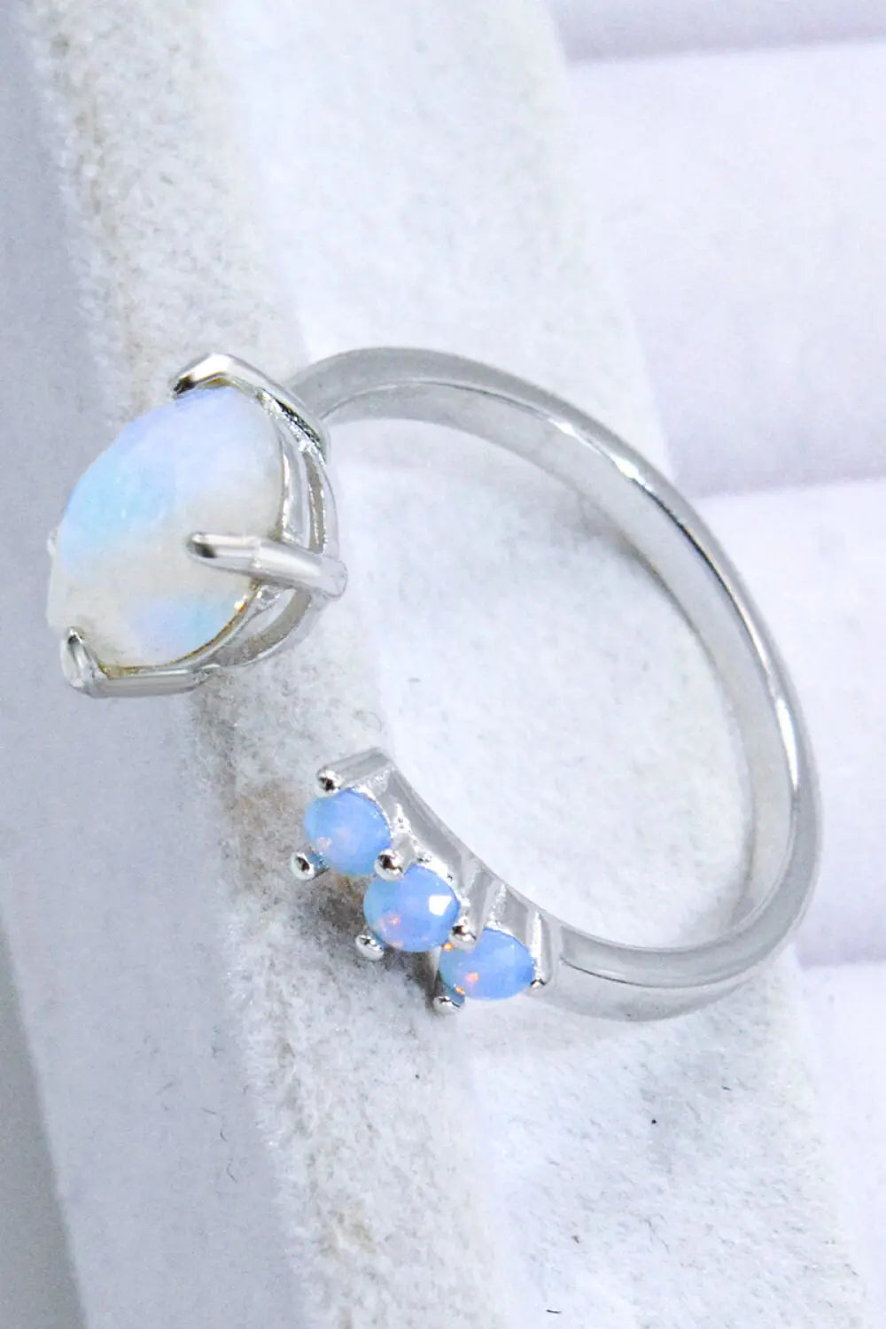 Lovcia 18K Rose Gold-Plated Moonstone Open Ring-Rings-Rose Gold-One Size-Rose Gold
