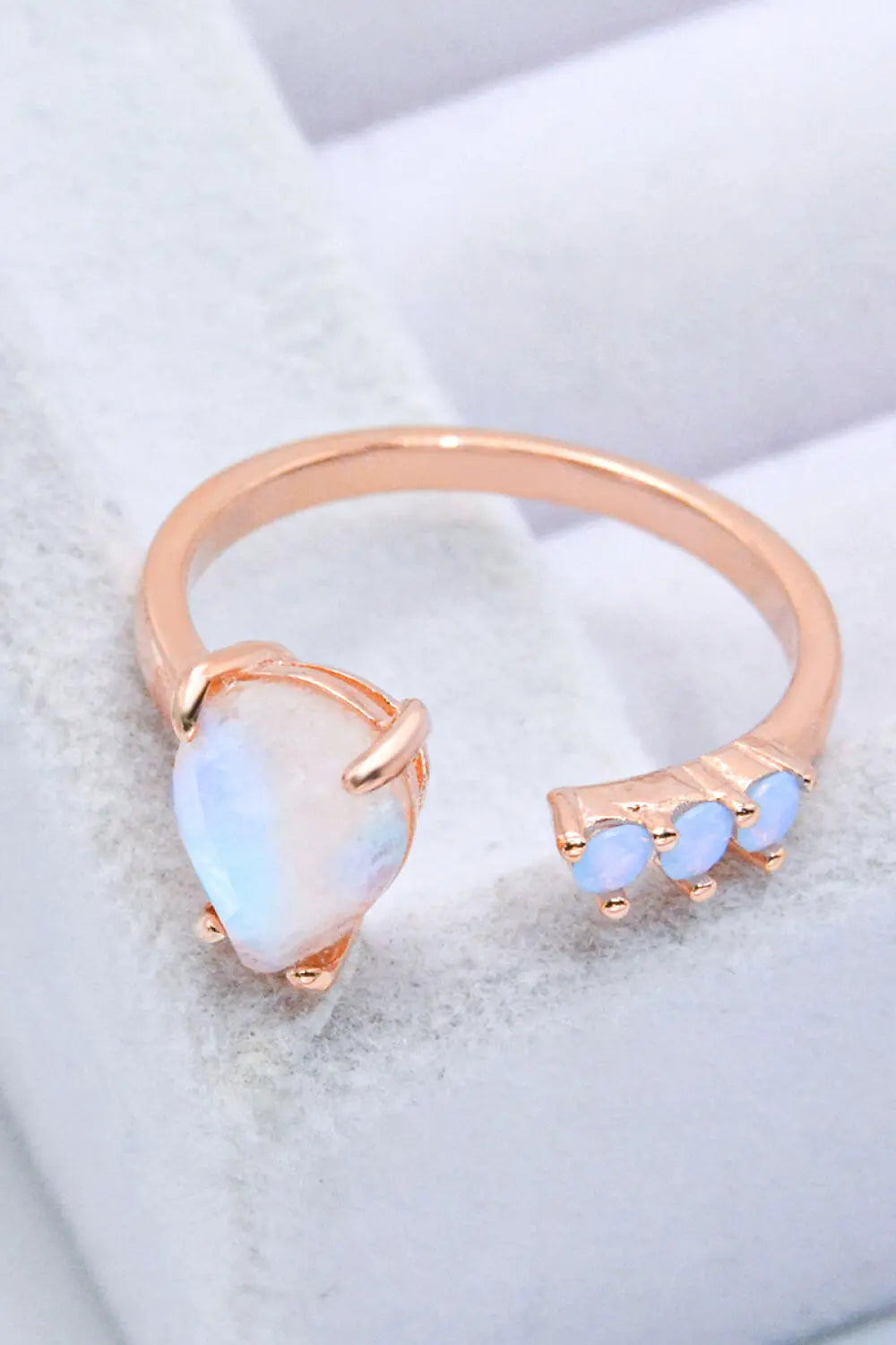 Lovcia 18K Rose Gold-Plated Moonstone Open Ring-Rings-Rose Gold-One Size-Rose Gold