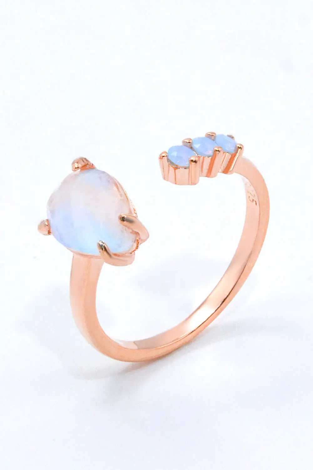 Lovcia 18K Rose Gold-Plated Moonstone Open Ring-Rings-Rose Gold-One Size-Rose Gold