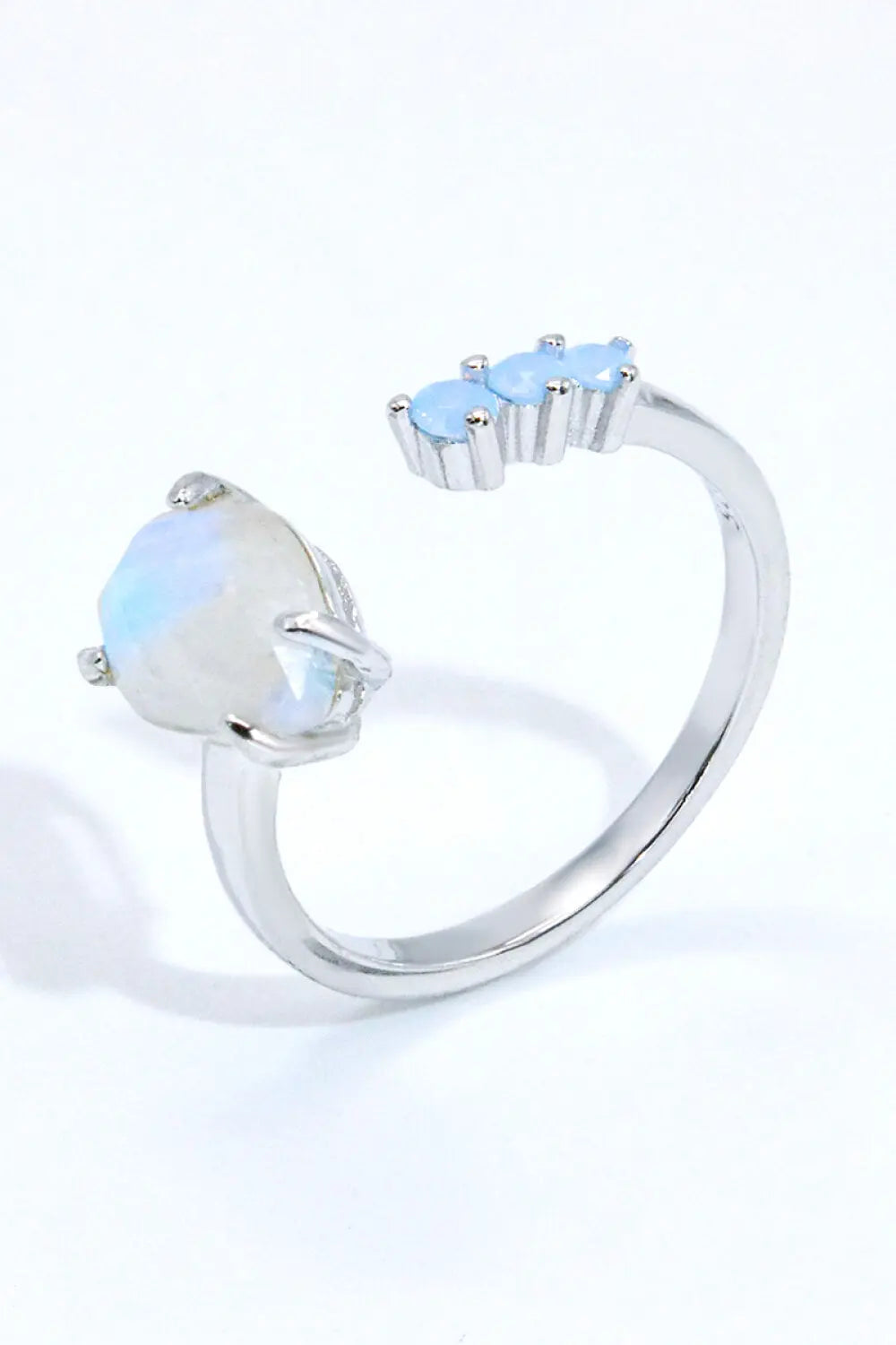 Lovcia 18K Rose Gold-Plated Moonstone Open Ring-Rings-Rose Gold-One Size-Rose Gold